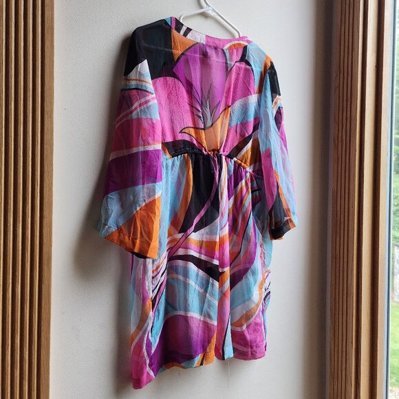 Bali Club Abstract Colorful Semi Sheer Tunic Size Large - Picture 14 of 14